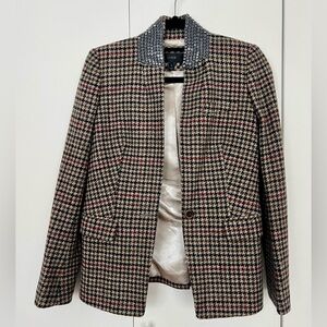 J. Crew Houndstooth Blazer with Jeweled Collar